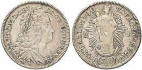 UNGHERIA. Carlo VI, 1711-1740.
30 krajczar 1740 KB. Ag gr. 7,12
Dr. CAROLVS VI D G R I - S A CE HI H B REX. Busto a d.
Rv. PATRONA REGNI HVNGARIAE ...