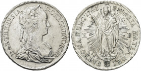 UNGHERIA. Maria Teresa d'Asburgo, 1740-1780.
Tallero 1741 KB, zecca di Kremnitz Ag gr. 28,65
Dr. MAR THERESIA D C REG HUNG BOH. Busto drappeggiato a...