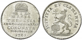 UNGHERIA. Maria Teresa d'Asburgo, 1740-1780.
Gettone 1741 per l'incoronazione a Pressburg, coniato a Vienna. Ag gr. 2,02
Dr. MARIA / THERESIA / IN R...