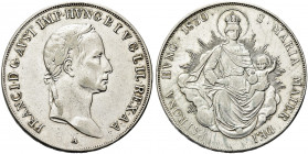 UNGHERIA. Francesco I, 1806-1835.
Tallero 1830 A. Ag gr. 27,89
Dr. FRANC I G AVST IMP HVNG B I V G IL REX AA.Busto a d.
Rv. S MARIA MATER DEI PATRO...