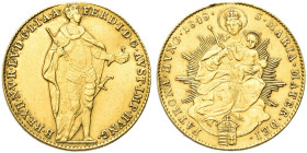 UNGHERIA. Ferdinando I, 1835-1848.
Ducato 1848. Au gr. 3,47
Dr. V FERD MAG Y H T ORSZ KIRALYA ERD N FEJED. Imperatore stante verso d., con scettro e...