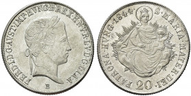 UNGHERIA. Ferdinando I, 1835-1848.
20 Kreuzer 1844 B. Ag gr. 6,67
Dr. FERD II AVSY IMP HVNG B REX H NV R L V D G L I A A. Busto a d.
Rv. S MARIA MA...