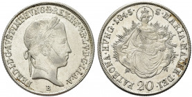 UNGHERIA. Ferdinando I, 1835-1848.
20 Kreuzer 1845 B. Ag gr. 6,65
Dr. FERD II AVSY IMP HVNG B REX H NV R L V D G L I A A. Busto a d.
Rv. S MARIA MA...