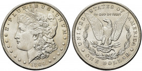 USA. Federazione.
Dollaro 1900. Ag gr. 26,68
Dr. Testa muliebre diademata a s., con berretto frigio.
Rv. Aquila ad ali spiegate su frecce e ramo d’...