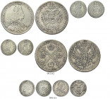 AUSTRIA e BELGIO. Carlo VI, 1712 - 1740 e Maria Teresa, 1740 - 1780.
Lotto di 6 monete, si segnalano: Tallero 1716, Hall, 3 Kreuzer 1716, Vienna, 3 K...