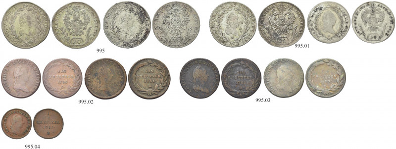 AUSTRIA. Giuseppe II, 1780-1790.
Lotto di 9 monete, si segnala: 20 Kreuzer 1787...