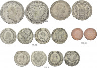 AUSTRIA. Francesco I, 1804-1835.
Lotto di 7 monete, si segnala: Tallero 1829 A, 1/2 Tallero 1822 A, 20 Kreuzer 1806 C, 20 Kreuzer 1809 C, 20 Kreuzer ...