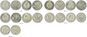 AUSTRIA. Francesco II, 1792-1835.
Lotto di n. 9 monete da 20 Kreuzer datati 1826 B, 1827 A, 1827 B, 1829 E, 1830 A, 1830 C, 1830 E, 1831 A e 1832 A. ...