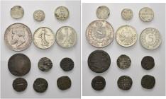 Lotto di 12 monete estere costituito da: 1 moneta tedesca (5 Marchi 1963), da 4 monete francesi (4 Denari Provisini e 1 -5 Franchi 1860), 1 moneta bas...