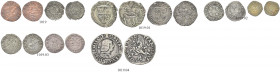 MILANO. 
Lotto di 9 monete milanesi: si segnalano due pegioni e un testone di Gian Galeazzo Sforza. Cu e Ag 
MB a BB