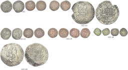 MILANO. Carlo II, Filippo III e Filippo IV.
Lotto di 11 monete tra cui un Filippo del 1657 e uno del 1666, quattrini e parpagliole. . Mi 
Da MB a BB