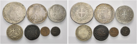 MALTA. Emanuel de Rohan (1775-1797).
Lotto di 7 monete così formato: 2 Scudi 1796 (da montatura), Scudo 1796 (da ciondolo), 1/2 Scudo da 15 Tarì 1779...