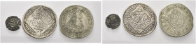Ferdinando II, 1619-1637 e Leopoldo I, 1657-1705.
Lotto di 3 monete: Denaro 1627, 1/4 tallero 1695 KB e 15 kreuzer 1663 KB. Ag 
Da MB a BB