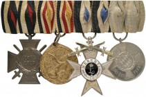  DEUTSCHLAND   Deutsches Reich   Ordensschnallen   (D) Große Ordensschnalle mit 4 Dekorationen: Ehrenkreuz für Frontkämpfer 1914-18, Eisen, patiniert;...