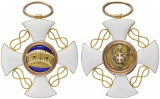  EUROPA UND ÜBERSEE   ITALIEN   Verdienstorden der Krone Italiens   (D) Offizierskreuz oder Ritterkreuz. Brustkreuz, Gold emailliert, mit feinen Liebe...
