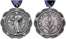  EUROPA UND ÜBERSEE   JUGOSLAWIEN   Volksrepublik   (D) Medaille für Verdienste,1. Typ  (1955-1963). AE versilbert und patiniert, mattiert, lateinisch...