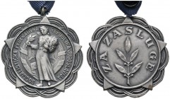  EUROPA UND ÜBERSEE   JUGOSLAWIEN   Volksrepublik   (D) Medaille für Verdienste, 2. Typ (1964-1992)., AE versilbert und patiniert, mattiert, lateinisc...
