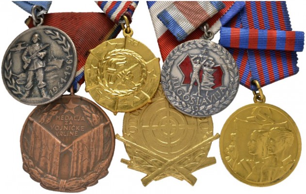  EUROPA UND ÜBERSEE   JUGOSLAWIEN   Volksrepublik   (D) Lot 6 Stück Medaillen: E...