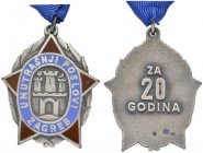  EUROPA UND ÜBERSEE   JUGOSLAWIEN   Volksrepublik   (D) Medaille für 20jährigen Dienst bei Polizei und Sicherheitskräften in ZAGREB. AR, VS tlw. email...