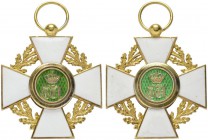  EUROPA UND ÜBERSEE   LUXEMBURG   Großherzogtum Orden der Eichenkrone   (D) Offizierskreuz; AR vergoldet, beidseitig emailliert, aufgelegte Medaillons...