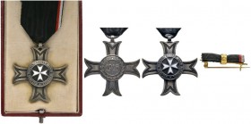  EUROPA UND ÜBERSEE   MALTESER ORDEN   (D) Silbernes Verdienstkreuz 1916;, AR patiniert, VS tlw. emailliert, am 6 Uhr - Arm gestempelt "J. G. u. S./ 9...