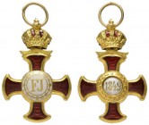  MINIATUREN   ÖSTERREICH   Verdienstkreuze   (D) Goldenes Verdienstkreuz mit der Krone, Typ 1916. Gold emailliert, RS Medaillon mit Lorbeerkranz, mit ...