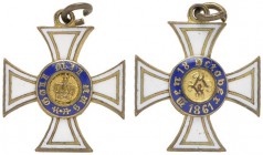  MINIATUREN   DEUTSCHLAND   Kronenorden   (D) Ordenskreuz mit kleiner Krone im Zentrum; AE vergoldet, beidseitig emailliert, Medaillons aufgelegt; Dm:...