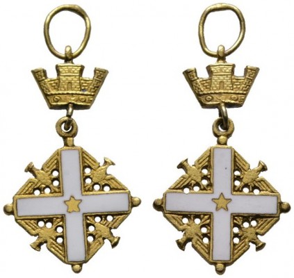  MINIATUREN   ITALIEN   Verdienstorden der Republik   (D) Ordenskreuz 1. Typ. AE...