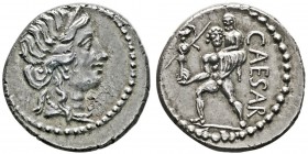 Julius Caesar 49-44 avant J.-C.
Denarius, Afrique du Nord 47-46 avant J.-C., AG 3.92g.
Avers : tête diadémée de Vénus 