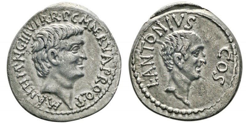 Marc Antoine et Lucius Antoninus 41 avant J.-C.
Denarius, Ephèse, 41 avant J.-C...