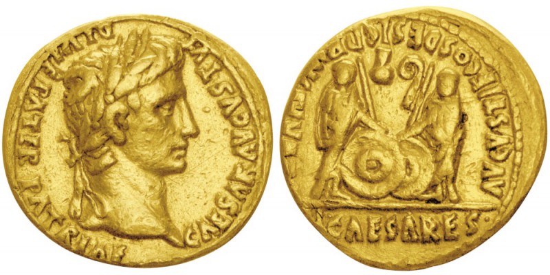 Avgvstvs 27 avant J.-C. - 14 après J.-C.
Aureus, Gaule, Lugdunum, (Lyon), 2-4 a...