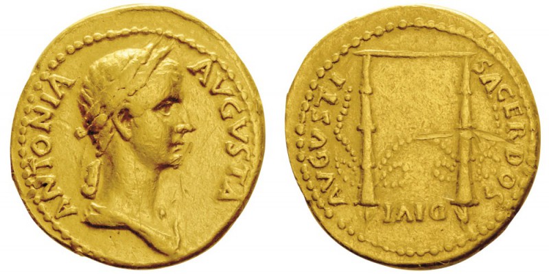 Claudius, 41-54 après J.C. pour Antonia Augusta
Aureus, Rome, 41-45 après J.-...