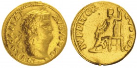 Nero 54-68 après J.-C. 
Aureus, Rome, 65-68, AU 7.17g.
Avers : NERO CAESAR AVGVST Tête laurée de Néron à droite. Revers : IVPPITER CVSTOS Jupite...