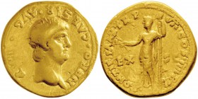 Nero 54-68 après J.-C.
Aureus, Rome, 60-61, AU 7.56g.
Avers : NERO CAESAR AVG IMP Tête nue de Néron à droite.
Revers : PONTIF MAX TR P VII COS I...