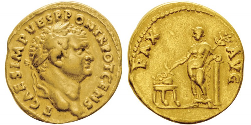 Vespasianus 69-79 pour Titus Caesar
Aureus, Rome, 73, AU 7.03g.
Avers : T CAES...