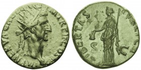 Nerva 96-98
Dupondius, Rome, 97, AE 11.97g.
Avers : IMP NERVA CAES AVG PM TR P COS III P P Buste radié à droite. Revers : LIBERTAS PVBLICA SC La L...