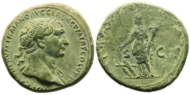 Traianus 98-117
Sestertius, Rome, 104-111, AE 27.18g.
Avers : IMP CAES NERVAE ...
