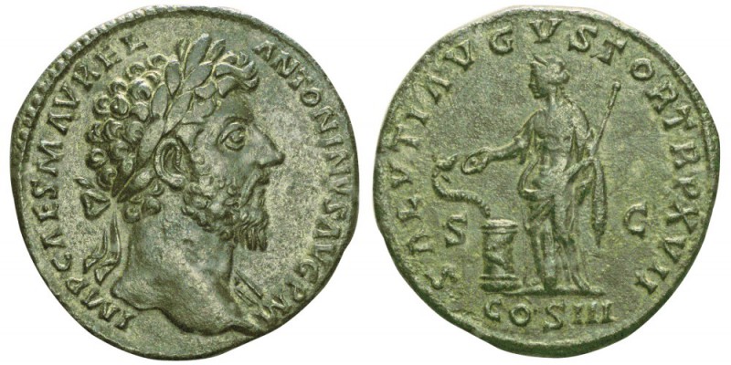 Marcus Aurelius 161-180
Sestertius, Rome, 162, AE 21.4g.
Avers : IMP CAES M AV...