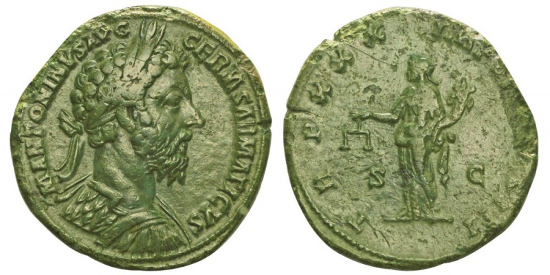 Marcus Aurelius 161-180
Sestertius, Rome, 176, AE 24g.
Avers : M ANTONINVS AVG...