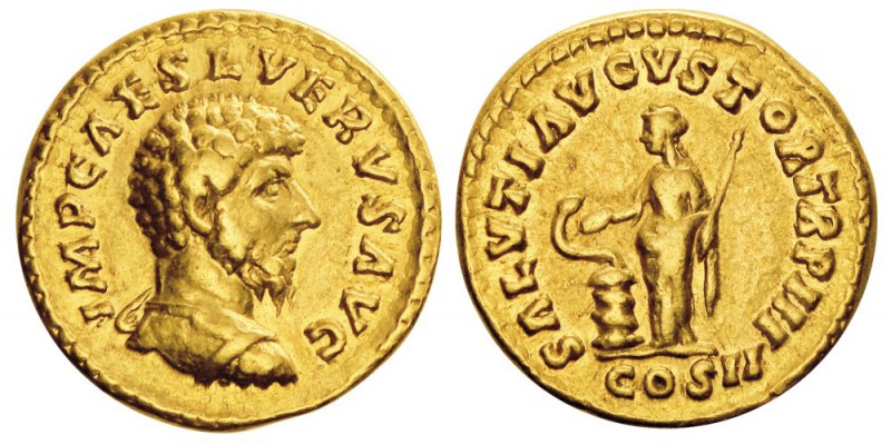 Lvcius Verus co-empereur 161-169
Aureus, Rome, 161-162, AU 7g.
Avers : IMP CAE...