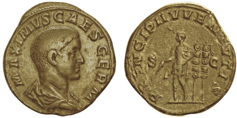 Maximinus 235-238
pour Maximus Caesar
Sestertius, Rome, 235-236, AE 22.13g.
A...