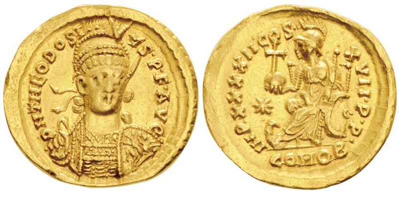 Theodosius II 402-450
Solidus, Constantinopolis, 441-450, AU 4.42g.
Avers : D ...