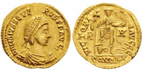 Libius Severus 461-465 
Solidus, Rome, 462, AU 4.55g.
Avers : D N LIBIVS SEVERVS P F AVG Buste avec diadème à droite.
Revers : VICTORIA AVGGG Lib...