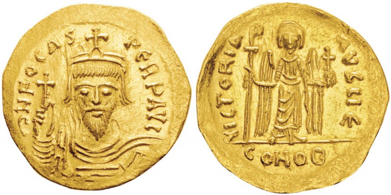 Phocas 602-610
Solidus, Constantinople, AU 4.42g.
Avers : ON FOCAS PERP AVG Bu...