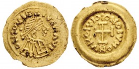 Lombards
Monnayage au nom et au type de Constans II Tremissis, Toscane, VIIe siècle, pièce fourrée AU 0.77g. Avers : Buste diadémé à droite
Re...