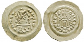 Lombards
Cunipertus 686-700
Tremissis, Pavia, 686-700, AU (or pâle) 1.29g.
Avers : DN CVNINCPERT Buste diadémé à droite, dans le champ à droit...