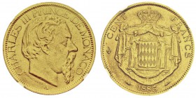 Charles III 1856-1889
100 francs, 1886A, AU 32.25g. Ref : G. MC122, Fr.11
Conservation : NGC MS62