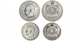 Luis II 1922-1949
1 franc Essai & 2 francs Essai,
sans date (1943), AG 5.2g. & 10.4g.
Avers : LOUIS II PRINCE DE MONACO,
tête à gauche, au-desso...