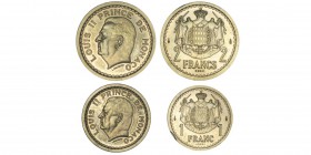 Luis II 1922-1949
1 franc Essai & 2 francs Essai, sans date (1943), Cupro-aluminium 4g. & 8g.
Avers : LOUIS II PRINCE DE MONACO,
tête à gauche, a...