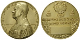 Luis II 1922-1949
Médaille du Jubilé de S.A.S. Le Prince Louis II de Monaco «25 années de Règne», Monaco, 1947, Vermeil 210g, 71.5mm. Graveur : P...